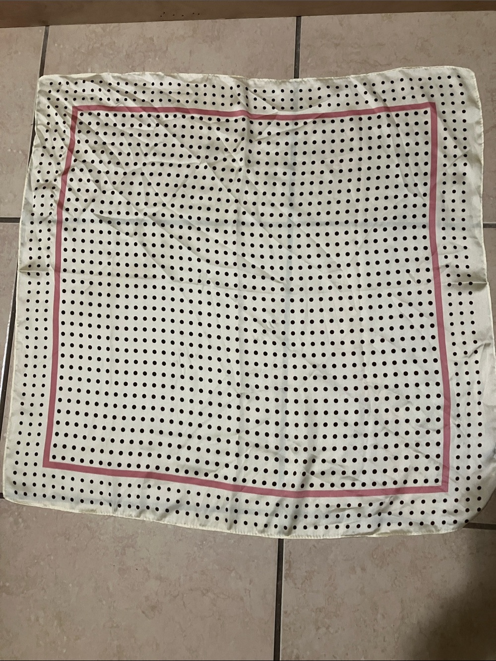 Polka Dot Square Scarf with Pink Border